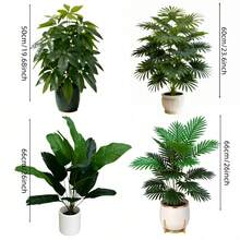 4件套 - 免维护人造大叶植物组合 - 散尾棕榈树 | 常绿发财树人造植物 | 常绿盆栽，婚礼花园现代装饰，花园美化 | 场景绿化布置 | 家居办公室装饰，北欧风格仿真树，适合室内/室外 - 适用于婚礼季、毕业典礼、生日、派对、周年纪念、乔迁等各种场合装饰，四季常绿人造植物。不含花盆。 - 濃鬱的綠色 - 查看 8
