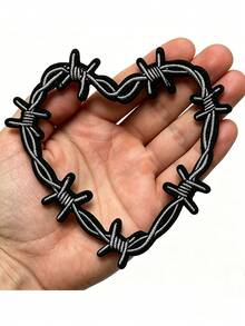 1件/2件/3件/4件 刺絲網心形補丁 Emo 暗黑愛心刺繡燙貼 - 彩色 - 查看 2