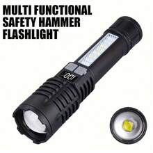 2pcs Rechargeable Flashlight, Super Bright High Lumens Strobe Light, 5 Modes Adjustable Focus Handheld LED Flashlight With LCD Digital Display, Powerful Portable Flashlight For Home Emergency, Camping - BL-p50 - View 3
