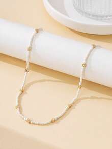 1pc Minimalist Sweet Classic Summer Refreshing White Seed Bead Delicate Mini Daisy Waist Chain For Women - White - View 3