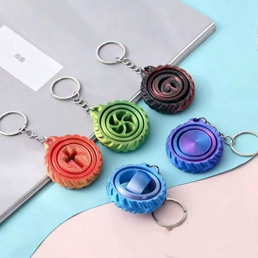1pc 3D Printed Keychain Pendant Creative Stress Relief Toy Bag Key Chain - Multicolor - View 1