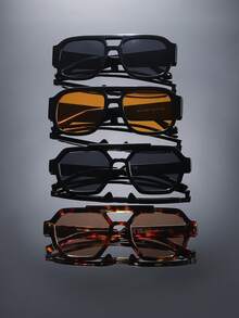 4pcs Personalized Classic Elegant Men Fashion Eyeglasses For Daily Life Musical Festival Tropical Beach Vacay Accessories Suitable For All Face Shapes - Multicolor - View 1
