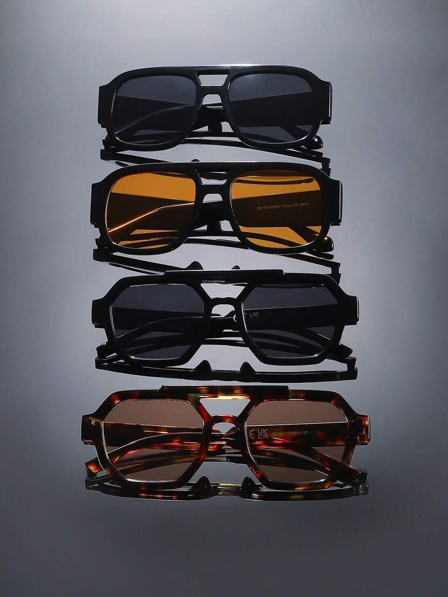 4pcs Personalized Classic Elegant Men Fashion Eyeglasses For Daily Life Musical Festival Tropical Beach Vacay Accessories Suitable For All Face Shapes - Multicolor - View 1