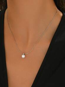 Natural Freshwater Pearl Pendant Necklace For Women, Minimalist Unique Fashion Accessory Suitable For Commuting - Silver - View 7