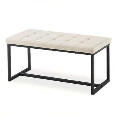 Upholstered Dining Bench, 100cm Long Velvet Thick Padded Seat Hallway Bench With Metal Legs, Dining Room Bench For Entryway Living Room Bedroom