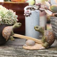 Resin Seesaw Rabbit Hedgehog Turtle & Leaf Animal Figurine, Mini Micro Landscape Statue For Succulent Pots, Fairy Garden, Yard, Desktop & Office Decor, Cute Whimsical Home Ornament, Ideal Housewarming Gift & Collectible - Resin - View 7