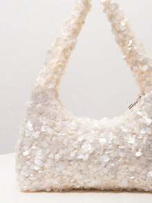 Sequin Shoulder Bag, Glittering Prom Bag, Bridal Party Accessories, Elegant Women's Bag, Wedding Items, Sparkling Dance Party Wallet (Random Pattern) , Sequin , Beach - trắng - Xem 4