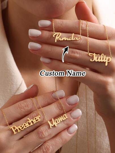 1 chiếc dây chuyền tên đơn giản, thời trang, làm bằng thép không gỉ, trang sức thanh lịch, dây chuyền nữ, trang sức cho nữ, dây chuyền khắc tên theo yêu cầu, quà tặng cho bạn gái, quà tặng cá nhân hóa, quà tặng Ngày của Mẹ, quà tặng ngày 5 tháng 5, quà sinh nhật, quà kỷ niệm cho người yêu.