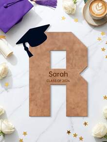 1 pieza Libro de mensajes de graduación de madera personalizado, texto personalizable, Clase de 2026, regalo para mujeres y hombres, decoración de escritorio para fiesta de graduación, accesorio fotográfico premium - Multicolor - Ver 27