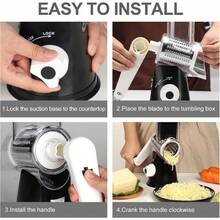 Rotary Cheese Planer Hand Crank Cheese Shredder Fresh Cheese, Vegetable Nuts, Non-Slip Suction Base, Free Cleaning Brush Three Blades - Multicolor - View 5