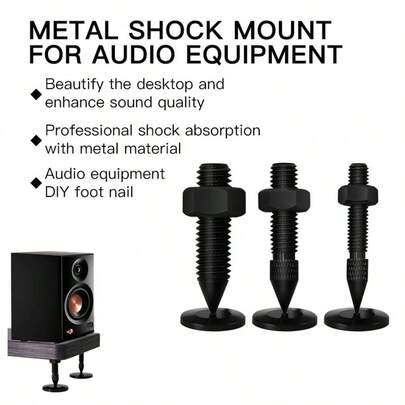 4Pcs Adjustable Height Metal Speaker Isolation Feet, Shock Absorber Foot Nails Set, Large/Medium/Small Anti-Vibration Dampening Pads For HIFI Floor Standing Speaker, CD Player, Amplifier, Anti-Slip Vibration Isolation Spike Accessories