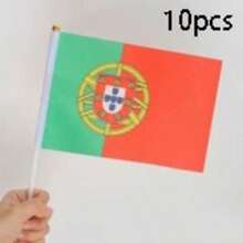 10 Peças Bandeira de Mão, Mastro de Bandeira Branco de Plástico, Adequado para Decorar Bandeiras Internacionais de Vários Países - Bandeira Pequena de Tecido de Poliéster Dupla Face, Usada para Competições Esportivas, Reuniões e Decoração - Multicolorido - Visão 15