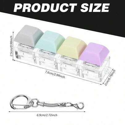 Keyboard Fidget Clicker Keyboard Fidget Keychain Of 4 Colors Decompression Button Stress Relief Gifts For Adult To Relief Stress Pass Time Valentine'S Day Valentines