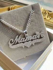Personalized Matte Stainless Steel Necklace, Customized English Name Pendant, Heart Or Butterfly Shaped - Multicolor - View 14