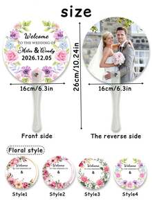 Personalized Wedding Hand Fan, Customizable With Name, Date, Photo And Other Information. Plastic Handle, Suitable For Weddings, Bride Celebrations And Outdoor Events - Multicolor - View 6