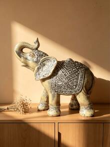 1 pieza Escultura de elefante hecha a mano, estilo vintage bohemio, adecuada para el hogar, oficina, sala de estar, dormitorio, estantería, escritorio, entrada, repisa de la chimenea, decoración, regalo único para amantes de los elefantes, inauguración de la casa, boda, cumpleaños - elefante - Ver 3