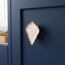 1pc Shell Shaped Luxury Cabinet/Drawer Pull Handle, Marble Texture Resin Universal Hardware Accessory - A - View 1