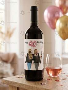 2pcs Birthday Wine Bottle Stickers, 4.7*3.9 Inch Champagne Bottle Labels, Birthday Theme Self-Adhesive Label Stickers, Suitable For Birthday Party And Celebration Table Decor, Champagne Decoration Labels For Birthday Party, Ideal Gift For Friends, Colleagues And Family - 40 Years Old - View 6