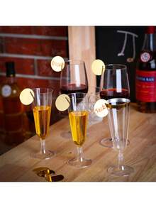 30件/組透明壓克力紅酒杯標籤，空白DIY飲料標記，圓形壓克力座席卡，適用於婚禮、單身派對、新娘派對和餐桌佈置 - 多款 - 查看 8