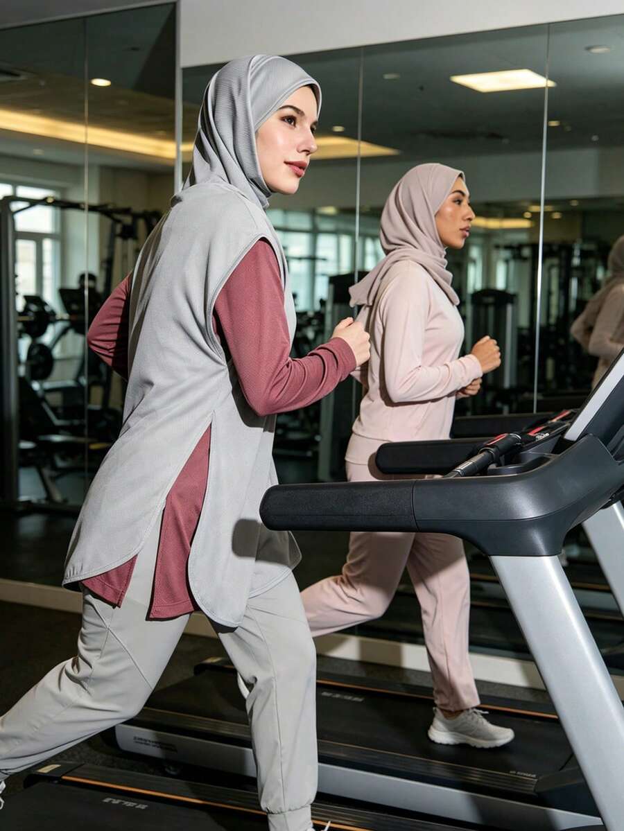 Modest Long Sports Coverup, Breathable Quick-Dry Instant Hijab Sports Hijab - Multicolor - View 1