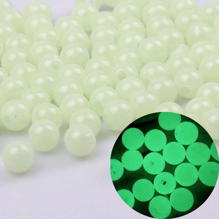 200颗绿色圆形夜光亚克力珠，可用于DIY手链和项链 - 薄荷綠 - 查看 1