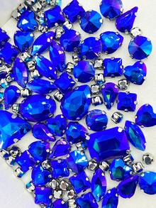 100颗/包 银色底座爪镶水晶水钻，带孔，适用于DIY手工制作服装、鞋子、帽子、包包、发饰 - 大紅AB-7 - 查看 16