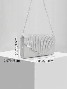 Nuevo bolso de noche plisado brillante de estilo europeo y americano para mujer, bolso de hombro versátil para boda y fiesta, clutch para temporada de bodas - Plateado - Ver 6