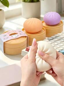 1pc Cute Bun Shaped Soft Stress Relief Toy - Sensory Toy Suitable As Classroom Reward And Gift Bag Filler - Multicolor - View 3