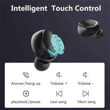 MOREKA auriculares intrauditivos inalámbricos Bluetooth 5.0 Auriculares manos libres Control táctil LED Mini auriculares TWS Auriculares deportivos impermeables, negro - Ver 5