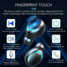 MOREKA auriculares intrauditivos inalámbricos Bluetooth 5.0 Auriculares manos libres Control táctil LED Mini auriculares TWS Auriculares deportivos impermeables, negro - Ver 3
