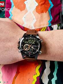NAVIFORCE Men's Luxury Quartz Watch, Military LED Digital Waterproof Wristwatch, Sports Chronograph, Men's Clock - Black - View 4