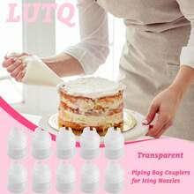 LUTQ 10 Pack Piping Bag Couplers For Icing Nozzles, Small Couplers For Piping Bags, Transparent - ColorE - 查看 7