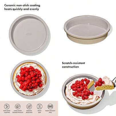 OXO Good Grips - Bandeja redonda de metal con revestimiento de cerámica antiadherente para hornear de 9 pulgadas - Galleta