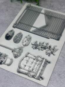 1个透明橡胶印章 复古橡胶透明卡片 居家时光图案制作印章 DIY剪贴簿 照片杂志相册装饰 月度印章 - C - 查看 3