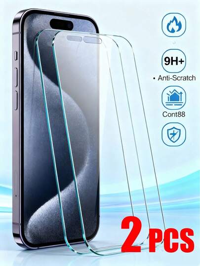 2 Packs Tempered Glass Screen Protectors For IPhone 17/16/16ProMax/16Pro/15/15ProMax/14/13/12/11/ProMax/XS X/XR, Tempered Glass Screen Protectors, Fully Covered, 9H Hardness, Anti Fingerprint, And Scratch Resistant. ﻿ Screen Protection Essentials, Applicable To Daily Shield, Office, Home Daily Shield Office Home Phone Screen Protector Phone Accessories Waterproof Shockproof Anti-Fall