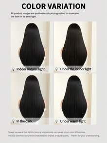 7JHH WIGS Long Natural Black Wig For Women 24 Inch Layered Straight Wigs With Bangs Natural Looking Heat-Resistant Synthetic Fiber Fluffy Wigs For Daily Party Wear, Music Festivals Celebrations Use, Mother's Gift Wig Accessories - 自然黑 - 查看 7