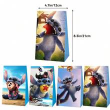 Disney Bộ 24 túi quà Stitch (12 túi quà + 12 sticker), phụ kiện trang trí tiệc chủ đề Stitch, túi quà tặng, giấy gói quà, thích hợp làm quà sinh nhật, quà Ngày của Mẹ, quà tặng ngày lễ. - 24 món (12 túi quà + 12 sticker) - Xem 5