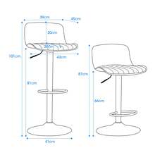 Modern And Adjustable Swivel Bar Stools, Set Of 2, Plastic Backrest And Faux Leather Seat, Gas Spring Height Adjustment, Metal Base With Footrest, Kitchen Counter/Bar Stools - Light Grey - View 5