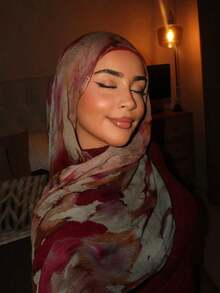 1pc Women's Bohemian Style Watercolor Tie-Dye Floral Print Scarf, Casual Street Style Hijab Model Shawl, Versatile For Daily Wear, Spring/Summer - 綠色 - 查看 2