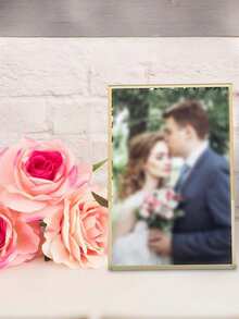 6pcs 4 X 6 Inch Gold Acrylic Sign Holder, Photo Frame, Vertical Desktop Sign Holder, Transparent Back Menu Display, Suitable For Wedding, Restaurant, Office, Store, Hotel - Multicolor - View 5