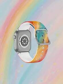 1件彩虹星系圖案軟矽膠彈性透氣舒適手環替換錶帶，適用於Apple Watch 38mm、40mm、41mm、42mm、44mm、45mm、46mm、49mm，中性時尚性感軟矽膠運動手錶錶帶，兼容 Series 11 Ultra3 SE3 Ultra2 S11 S10 SE2 9 8 7 SE 6 5 4 3 2 1 - 彩色 - 查看 2