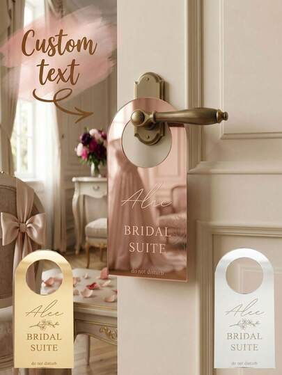 1pc Personalized Acrylic Mirror Door Sign,Custom Text,Personalized Door Hanger Bride Groom Gift Married Room,Bridal Suite Door Hanger,Personalized Mirror Sign Wedding Morning Decoration For Bride Room