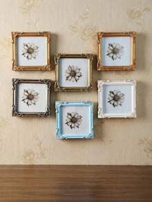 1pc European Style Colorful 3D Floral Pattern Decorative Photo Frame, Resin Material Square Picture Display, Multi-Color Options, Suitable For Bedroom, Study, Office Desk Photo Decor, Photography Props, Home Wall Decor - Multiple Styles - View 5