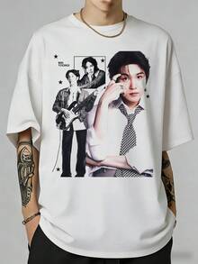Min Yoongi ARIRANG World Tour 2026 Cotton T-Shirt, K-Pop Agust D Army Concert Merch, Black And White Vintage Graphic Tee, Casual Streetwear Top For Fans, Unisex Soft Cotton Tee For Men And Women. - 白色 - 查看 1