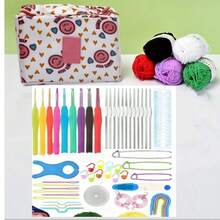 Set de herramientas de tejido para principiantes, bolsa de almacenamiento colgante, accesorios de tejido de suéter, ganchos de ganchillo de TPR, incluye hilo de color aleatorio - Conjunto de caritas sonrientes - Ver 5