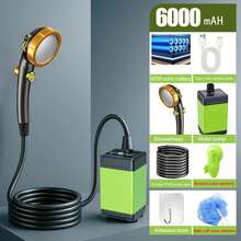 Portable Electric Shower Head, Mobile Rechargeable Electric Shower, Real-Time Water Temperature Display, Extra-Long Battery Life, Suitable For Outdoor Adventure, Camping Shower - 6000mA Water Pump + Shower Head - View 12