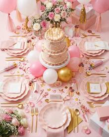 24pcs Elegant Pink Daisy Plastic Plates - Reusable & Microwave Dinnerware Set For Mother's Day Brunch, Floral Party Plates For Mom - 粉色 - 查看 7
