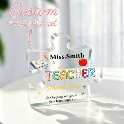 Customized Acrylic Plaque For Teacher's Day, Personalized Acrylic Decor, Teacher's Day Customized Gift, Birthday Gift, Home Decor, Commemorative Item, Reusable, Cute, Graduation Souvenir, Multifunctional, Adjustable, Decorative, Exquisite, High Quality, Modern, Colorful, Comfortable, Fashionable, Customized, Personalized, Unique, Ideal Gift For Him, Ideal Gift For Her, Family, Friends, Office, Tea Room, School