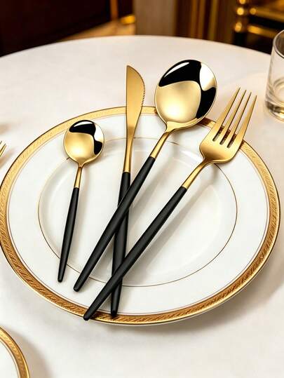 4/12/24pcs Portuguese Style Stainless Steel Cutlery Set, Dishwasher , Suitable For Home, Kitchen, Restaurant, Hotel, Party, Wedding And Other Occasions