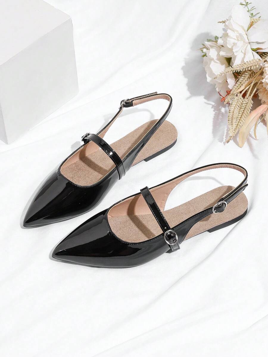 Women's High-End Slip-On Flat Mary Jane Shoes - Black - View 1